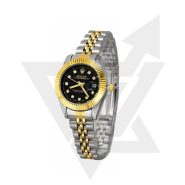 ساعت زنانه رولکس DateJust کوارتز دو رنگ صفحه مشکی