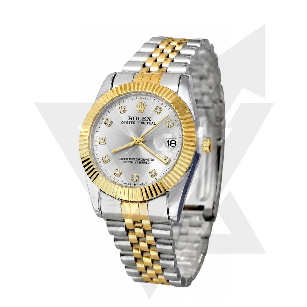 ساعت مردانه رولکس 36mm DateJust کوارتز دو رنگ صفحه نقره ای