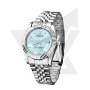 ساعت مردانه رولکس 36mm DateJust کوارتز نقره ای صفحه آبی