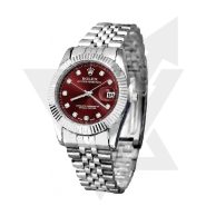 ساعت مردانه رولکس 36mm DateJust کوارتز نقره ای صفحه قرمز