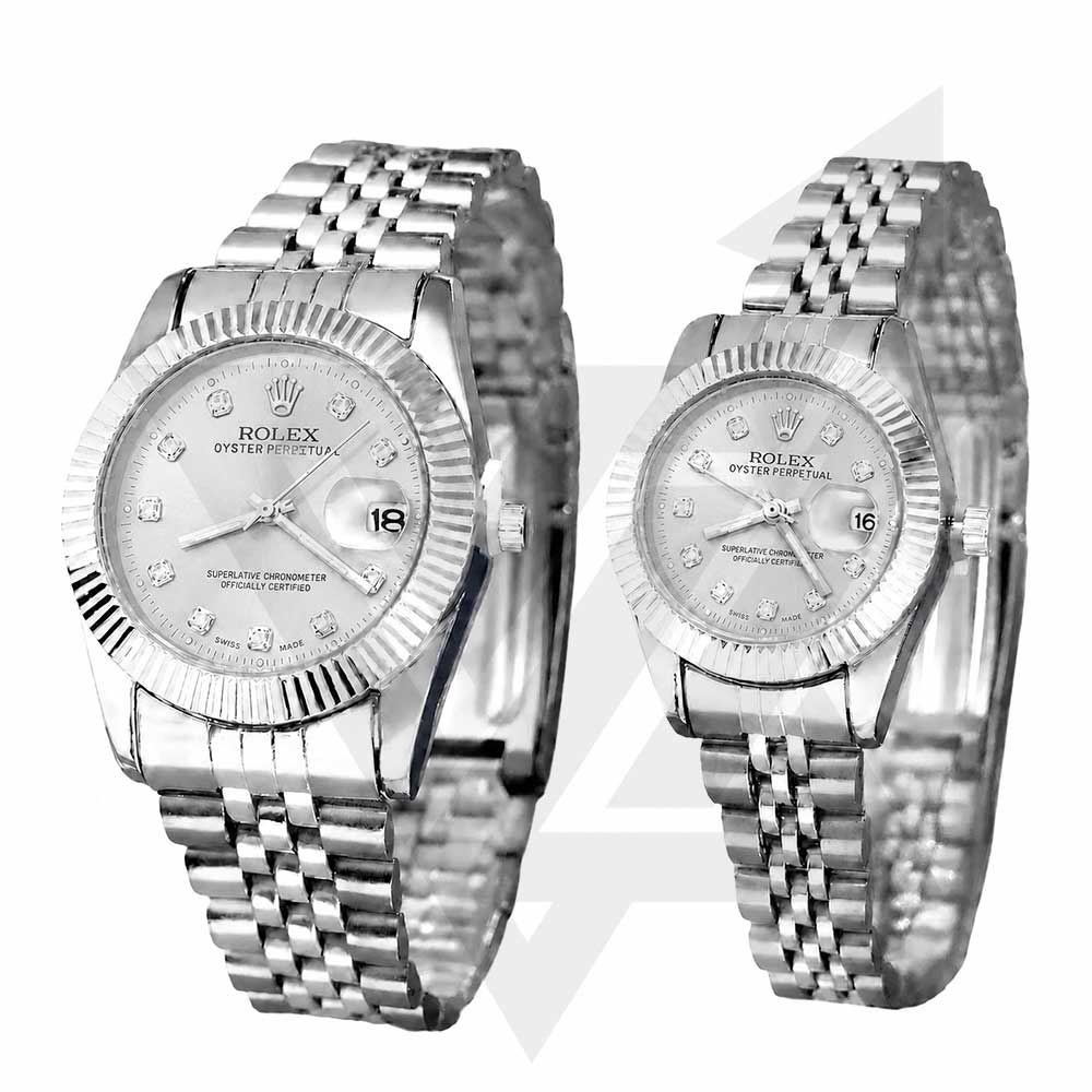ساعت ست رولکس DateJust کوارتز نقره ای صفحه نقره ای